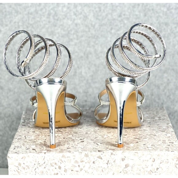 Windsor Silver Rhinestone Spiral Heels Women’s 8.5 Stiletto Holiday Party Sexy - Picture 7 of 12